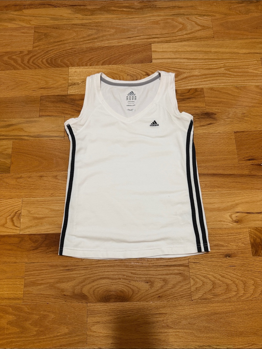 Adidas White Tank Top with Black Side Stripes Climalite Cotton-XS
